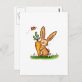 Cute Bunny met wortel door Gerda Steiner/Send2glim Briefkaart (Voorkant / Achterkant)