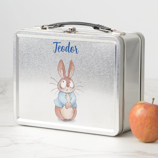 Cute bunny metal lunch box Gepersonaliseerd (In situ)