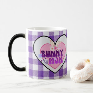 Cute Bunny Mom Coquette Purple Gingham Morphing Mu Magische Mok