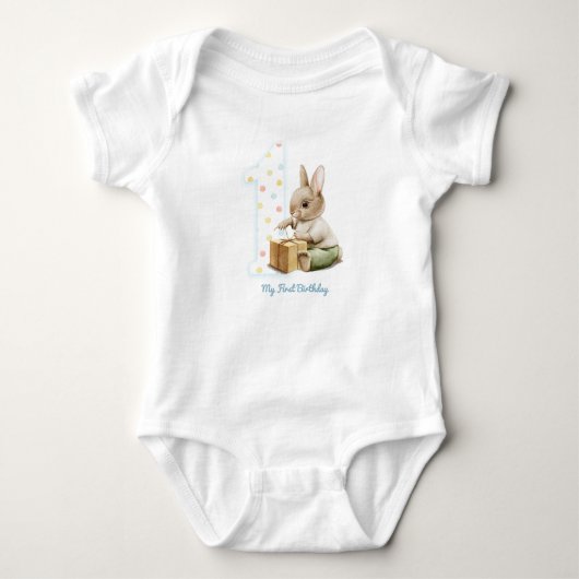 Cute Bunny My First Birthday T-Shirt (Voorkant)