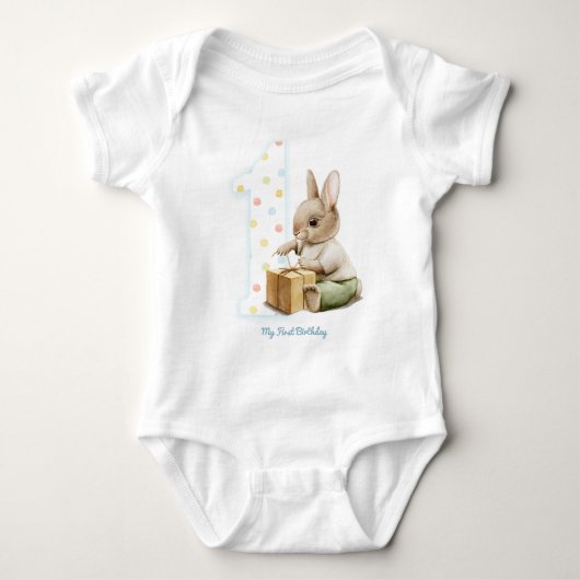 Cute Bunny My First Birthday T-Shirt (Voorkant)