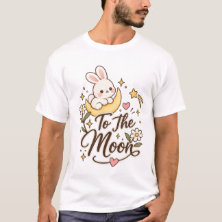 Cute Bunny Naar De Maan T-Shirt
