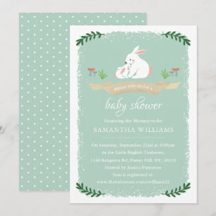 Cute Bunny Neutral Baby shower Kaart