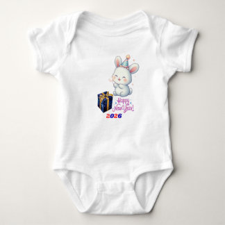 Cute Bunny New Year Baby Bodysuit – 2026 Celebrati
