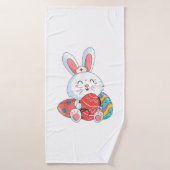 Cute Bunny Nurse Eggs Happy Easter Day Verpleegkun Badhanddoek (Badhanddoek)
