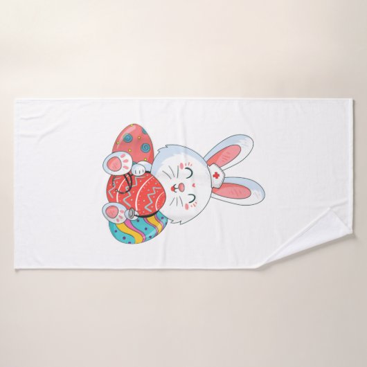 Cute Bunny Nurse Eggs Happy Easter Day Verpleegkun Badhanddoek (Badhanddoek)