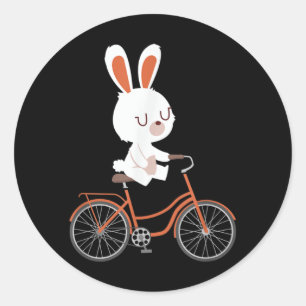 Cute Bunny on Bike Rabbit Cycling Bicycle Bunny Ronde Sticker