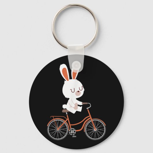 Cute Bunny on Bike Rabbit Cycling Bicycle Bunny Sleutelhanger (Voorkant)