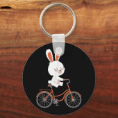 Cute Bunny on Bike Rabbit Cycling Bicycle Bunny Sleutelhanger (Voorkant)
