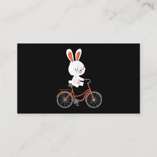 Cute Bunny on Bike Rabbit Cycling Bicycle Bunny Visitekaartje (Voorkant)