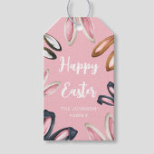 Cute Bunny Oren Gelukkig Pasen Cadeaulabel