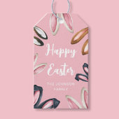 Cute Bunny Oren Gelukkig Pasen Cadeaulabel