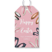 Cute Bunny Oren Gelukkig Pasen Cadeaulabel