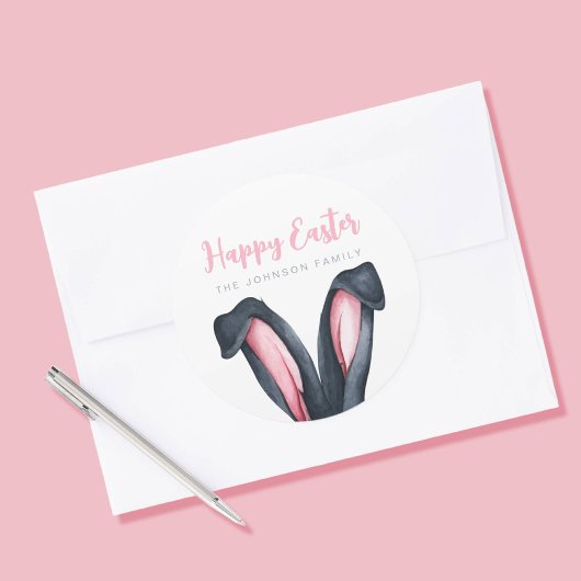 Cute Bunny Oren Gelukkig Pasen Ronde Sticker