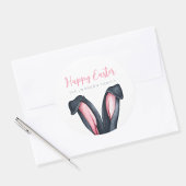 Cute Bunny Oren Gelukkig Pasen Ronde Sticker