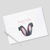 Cute Bunny Oren Gelukkig Pasen Ronde Sticker