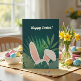 Cute Bunny Oren Pasen Bedanktkaart Bedankkaart