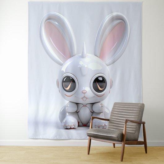 Cute Bunny Oren Wandkleed (In situ)