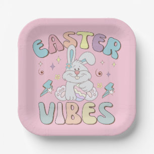 Cute Bunny Pasen Sfeer Pastel Lente Feestje Papieren Bordje