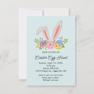 Cute Bunny Pasen Uitnodiging Eierjacht