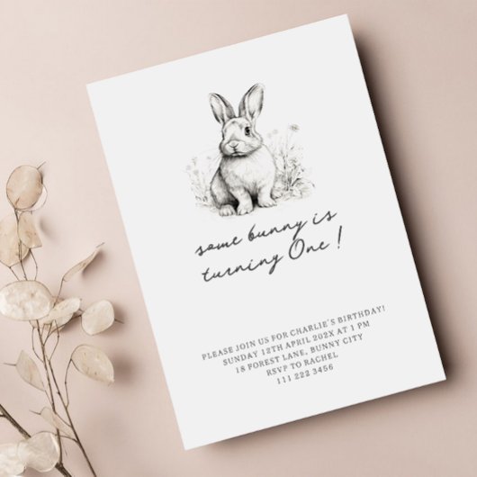 Cute Bunny Pasen Verjaardagsuitnodiging Kaart