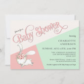 Cute Bunny Pastel Girl Baby shower Invitation Kaart (Voorkant)