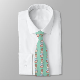 Cute Bunny Patroon Nekdas Leuke Pasen & Dier Stropdas