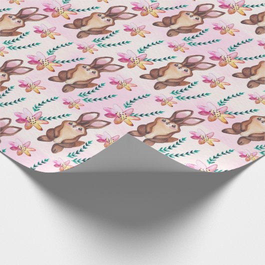 Cute Bunny Pattern Cadeaupapier (Hoek)