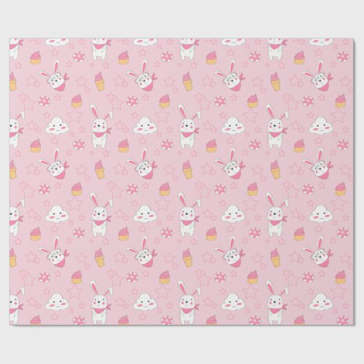 Cute Bunny Pattern Cadeaupapier (Vlak)
