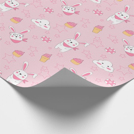 Cute Bunny Pattern Cadeaupapier (Hoek)