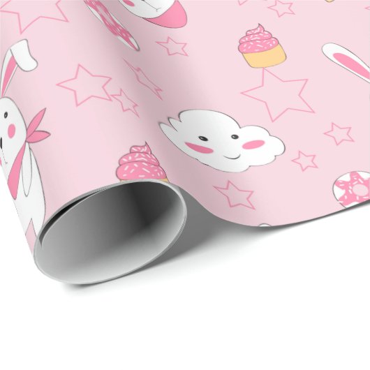 Cute Bunny Pattern Cadeaupapier (Rol Hoek)