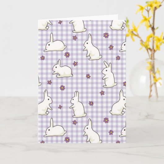 Cute Bunny Pattern Greeting Card Kaart (Gele Bloem)