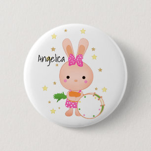 Cute, Bunny, peddel, verjaardag, groet, invitati Ronde Button 5,7 Cm