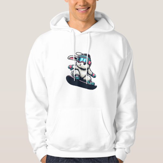 Cute Bunny Performing Snowboarding Trick Kids East Hoodie (Voorkant)