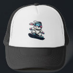 Cute Bunny Performing Snowboarding Trick Kids East Trucker Pet<br><div class="desc">Cute Bunny Performing Snowboarding Trick Kids Easter T-Shirt</div>