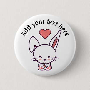 Cute Bunny Personalized Button