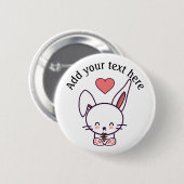 Cute Bunny Personalized Button (Voorkant /achterkant)