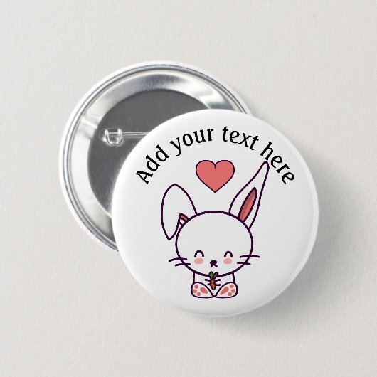 Cute Bunny Personalized Button (Voorkant /achterkant)