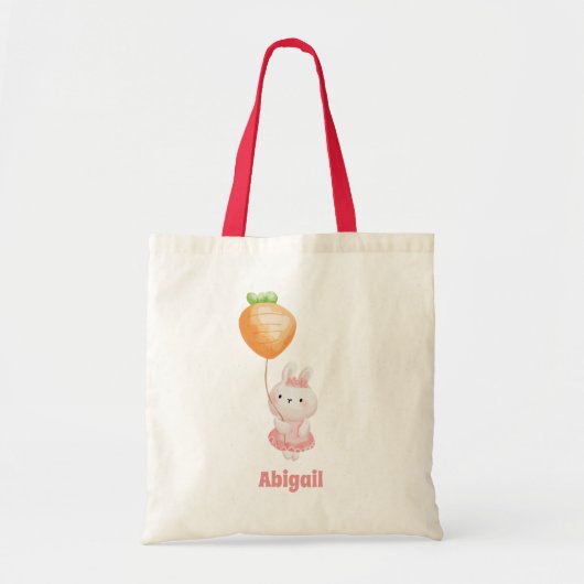 Cute Bunny - Personalized Easter Hunt Tote Bag (Voorkant)