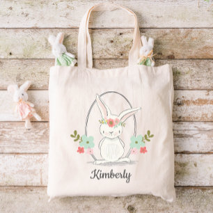 Cute Bunny Personalized Easter Tote Bag