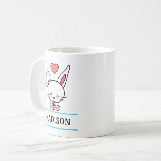 Cute Bunny Personalized Koffiemok (Voorkant links)