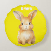 Cute Bunny Personalized Rond Kussen (Achterkant)