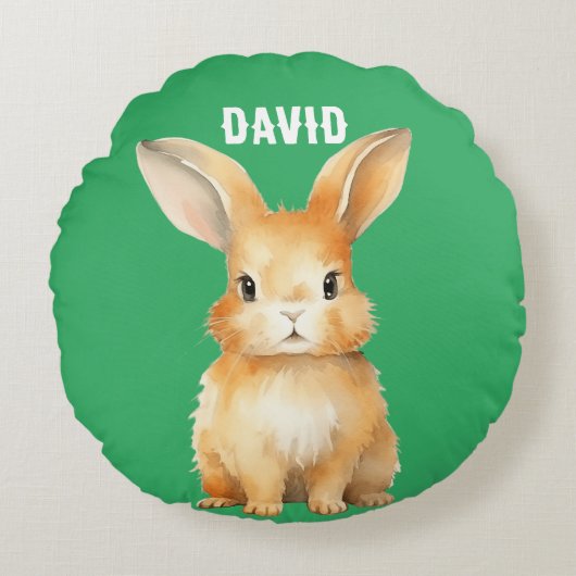 Cute Bunny Personalized Rond Kussen (Voorkant)