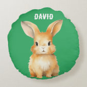Cute Bunny Personalized Rond Kussen (Achterkant)