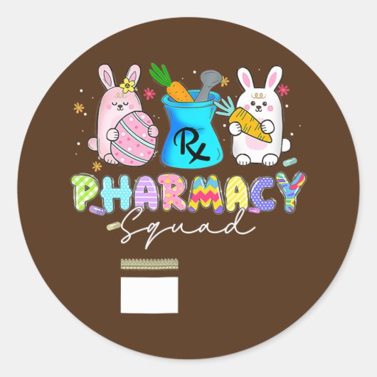Cute Bunny Pharmacist Squad Happy Paast Ronde Sticker (Voorkant)