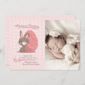 Cute Bunny Photo Birth Announcement Aankondiging (Voorkant / Achterkant)
