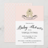 Cute Bunny Pink Baby shower Invitation Kaart (Voorkant / Achterkant)