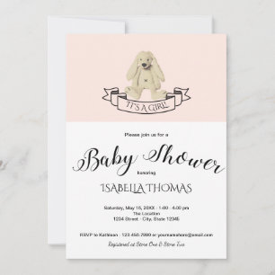 Cute Bunny Pink Baby shower Invitation Kaart