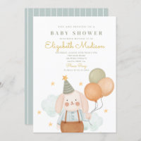 Cute Bunny Pink & Baloons Cloud Baby shower