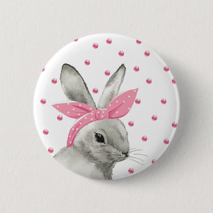 Cute Bunny Pink Bow-ontwerp Ronde Button 5,7 Cm